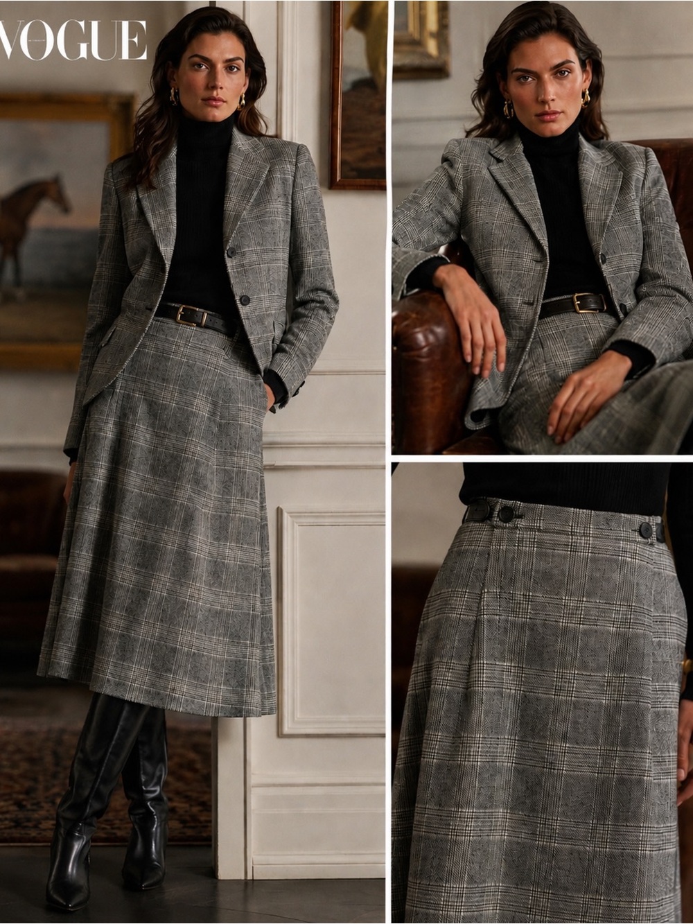 Pendleton Plaid Skirt Suit Set Blazer Sz 6 Skirt Sz 8 Vintage Virgin Wool